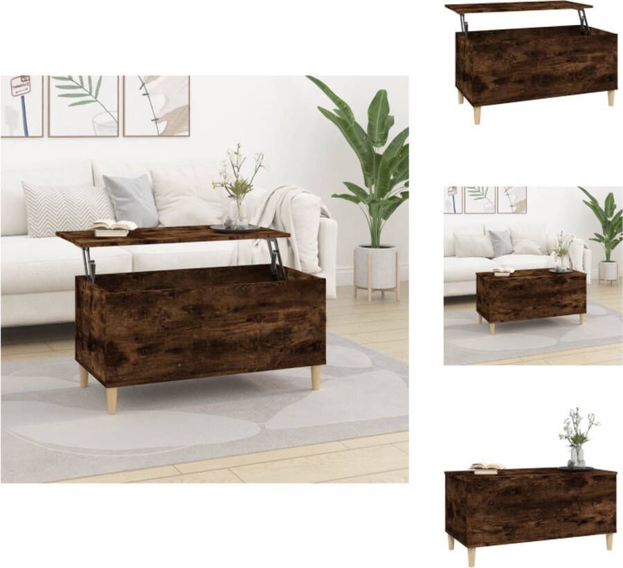 VidaXL Salontafel Lift Top Bewerkt hout 90 x 44.5 x 45 cm Gerookt eiken Tafel