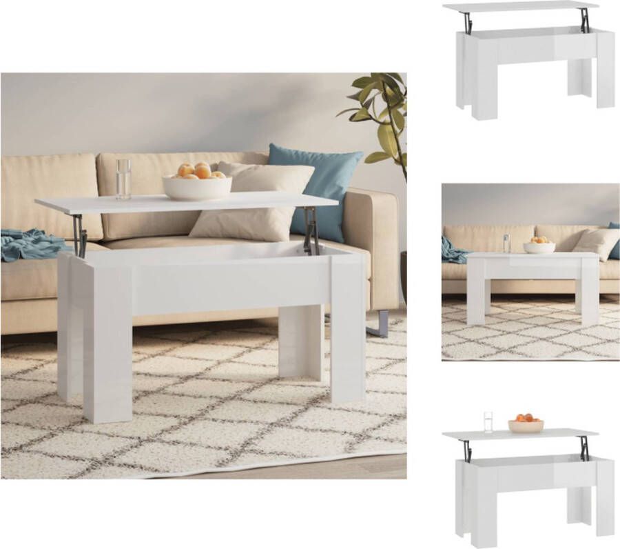 VidaXL Salontafel Lift-Top Hoogglans wit 101 x 49 x 52 cm Multifunctioneel Tafel