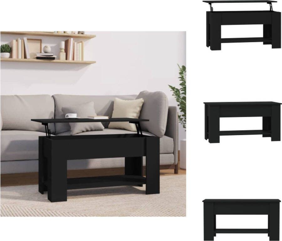 VidaXL Salontafel Lift-top Opbergoplossing Eenvoudig te reinigen Veelzijdig Zwart 101 x 49 x 52 cm Montage vereist Tafel
