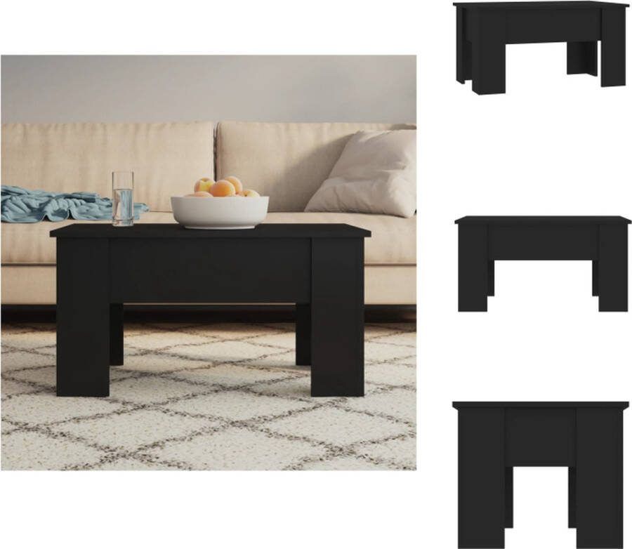 VidaXL Salontafel Lift-top Opbergoplossing Eenvoudig te reinigen Veelzijdige tafel Zwart 79 x 49 x 41cm Tafel