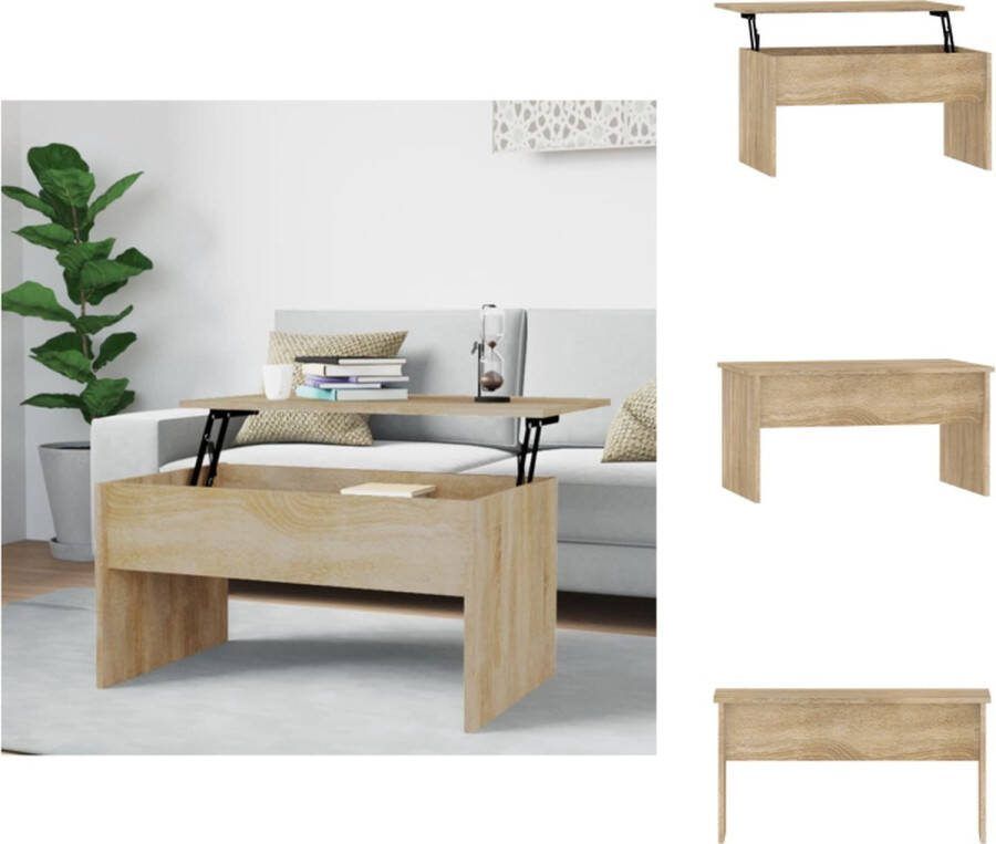 VidaXL Salontafel Lift-Top Sonoma Eiken 80 x 50.5 x 41.5 cm Ruimtebesparend Tafel