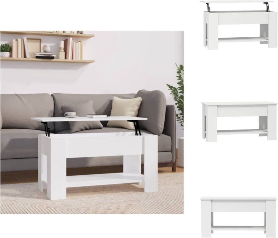 VidaXL Salontafel Lift-top Wit 101 x 49 x 52 cm Bewerkt hout Veelzijdig en eenvoudig te reinigen Tafel