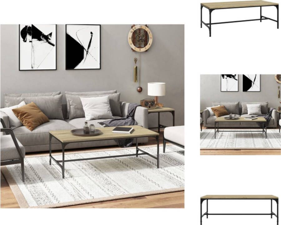 VidaXL Salontafel Loft Bewerkt hout staal 100x50x35 cm Sonoma eiken Tafel