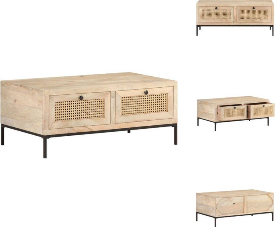 VidaXL Salontafel Mangohout 90 x 50 x 37 cm rustieke charme Tafel