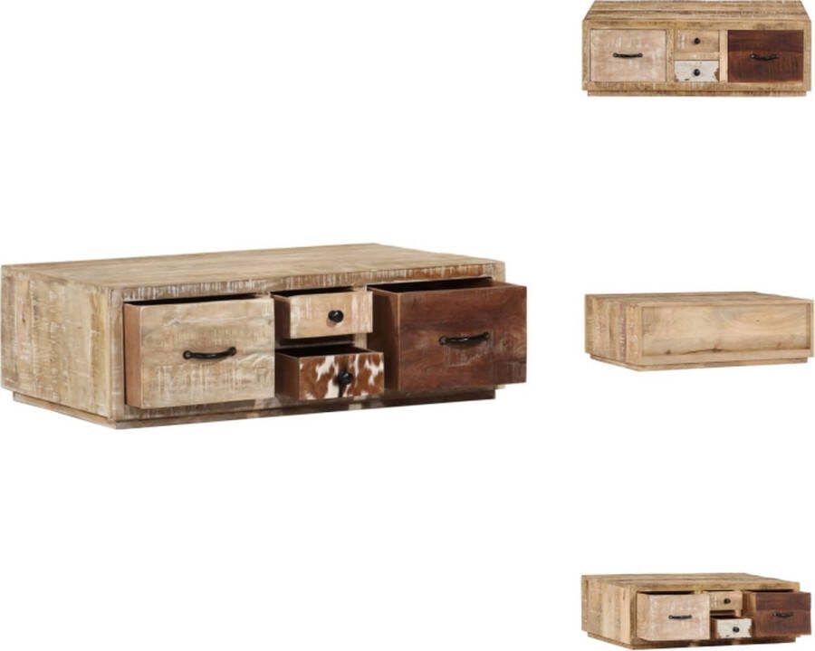 VidaXL Salontafel Mangohout 90 x 60 x 30 cm Met 4 lades Tafel