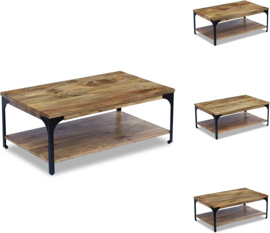 VidaXL Salontafel Mangohout en Staal 100x60x38cm Handgemaakt Tafel