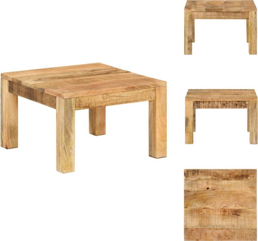VidaXL Salontafel Mangohouten vierkante bijzettafel 55 x 55 x 35 cm Landelijke stijl Tafel