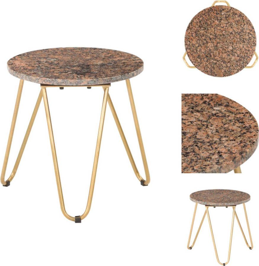 VidaXL Salontafel Marmer Rood 40x40x40 cm Echt Steen Sterk IJzeren Frame Stabiel en Duurzaam Tafel