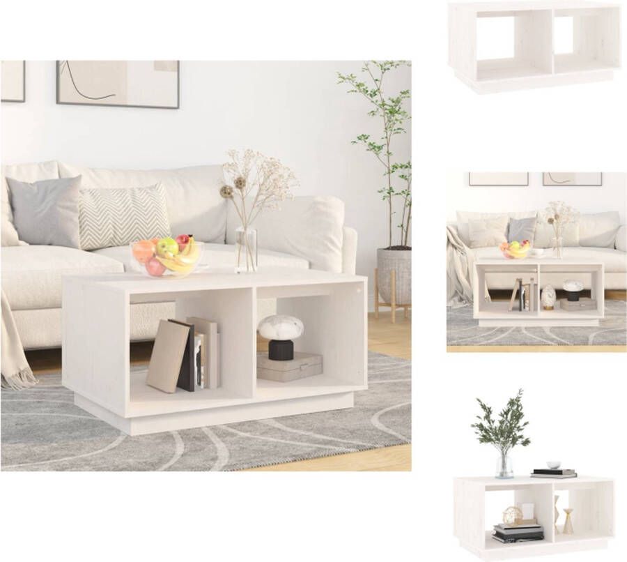 VidaXL Salontafel Massief Grenenhout Bijzettafel 80 x 50 x 40 cm Wit Tafel