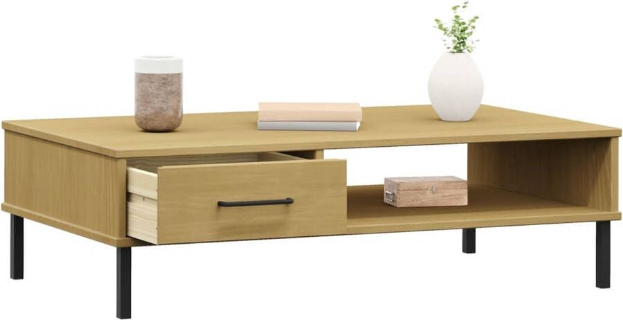 VidaXL -Salontafel-met-metalen-poten-OSLO-massief-grenenhout-bruin