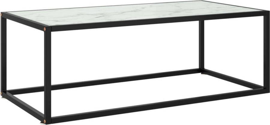 VidaXL -Salontafel-met-wit-marmerglas-100x50x35-cm-zwart