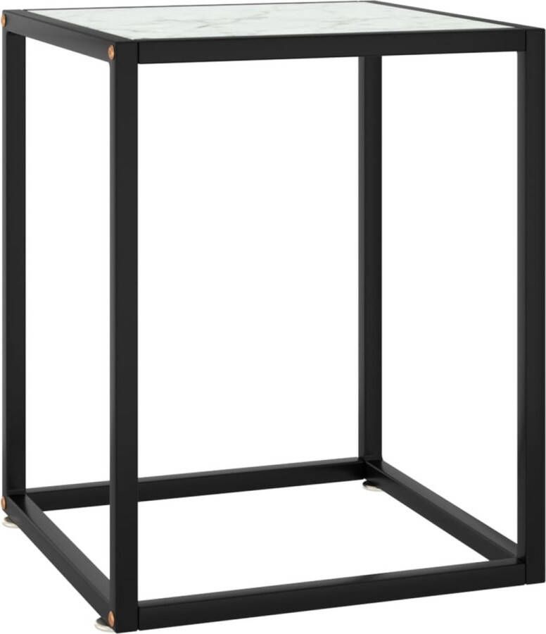 VidaXL -Salontafel-met-wit-marmerglas-40x40x50-cm-zwart