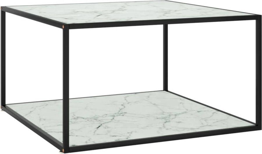 VidaXL -Salontafel-met-wit-marmerglas-90x90x50-cm-zwart