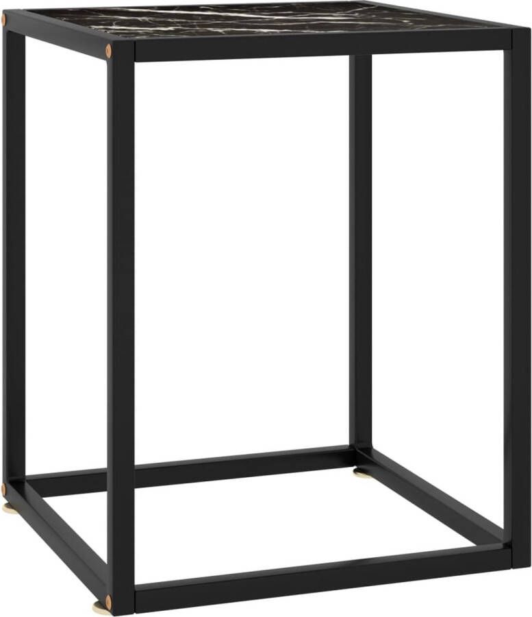 VidaXL Salontafel met zwart marmerglas 40x40x50 cm zwart