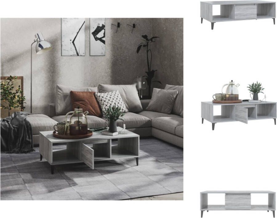 VidaXL Salontafel Modern Grijs Sonoma Eiken 103.5 x 60 x 35 cm Met Opbergschappen Tafel