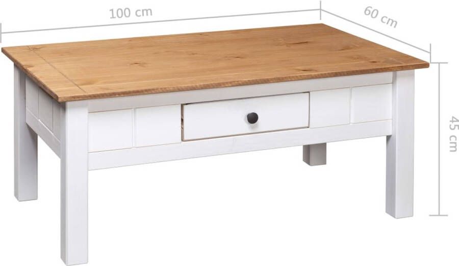 vidaXL Salontafel Panama Range 100x60x45 cm massief grenenhout wit