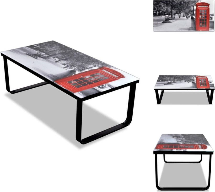 VidaXL Salontafel Rechthoekig 90x45x32 cm Telefooncel-Print Gehard Glas IJzer Tafel