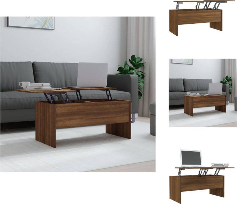 VidaXL Salontafel s Bewerkt Hout 102 x 50.5 x 46.5 cm Bruineiken Tafel