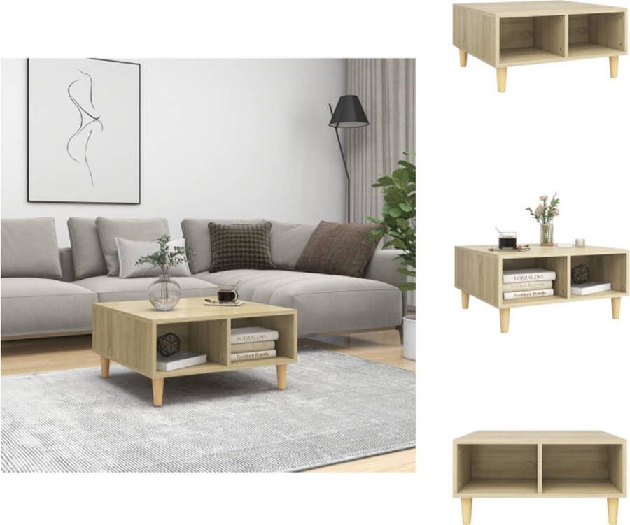 VidaXL Salontafel Scandinavische stijl Opbergschappen 60 x 60 x 30 cm Sonoma eiken Tafel