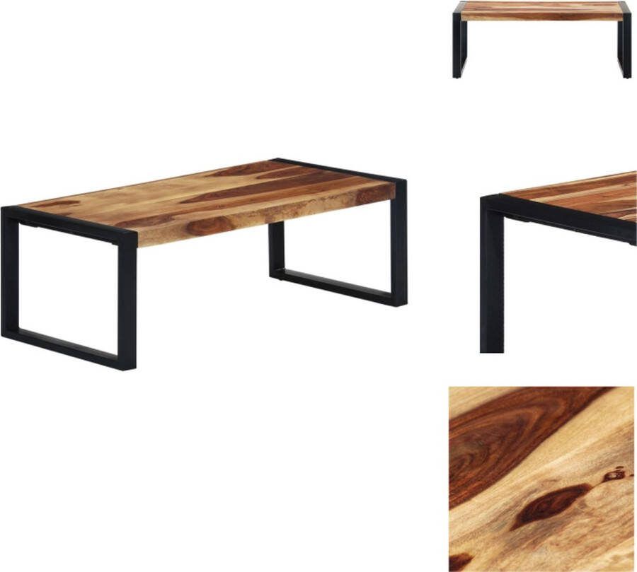 VidaXL Salontafel Sheeshamhout 110x60x40 cm Natuurlijke houtkleur en zwart Tafel