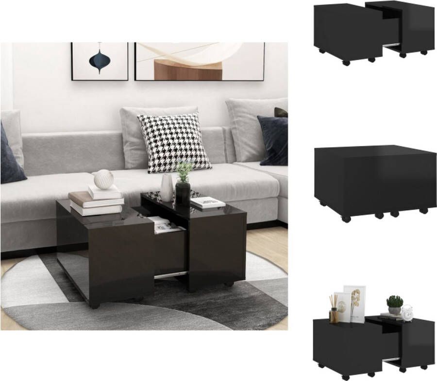 VidaXL Salontafel Spaanplaat 60 x 60 x 38 cm Verlengbaar Hoogglans Zwart Tafel