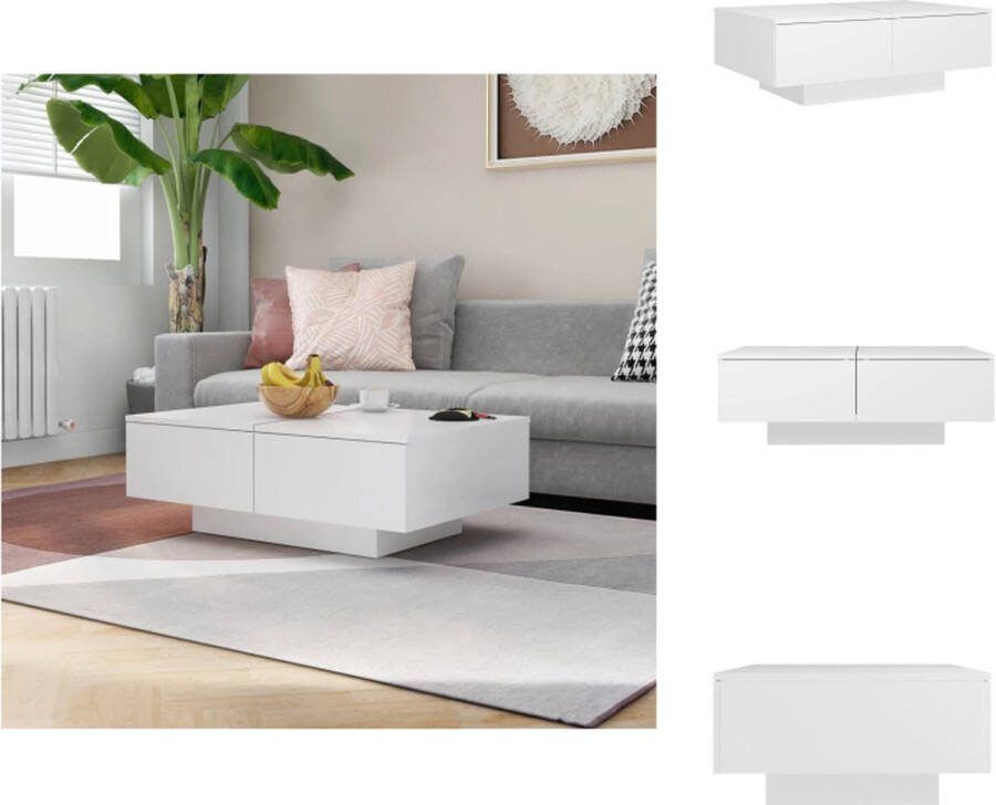 VidaXL Salontafel -Tafelblad- 90x60x31cm Kleur- wit Tafel