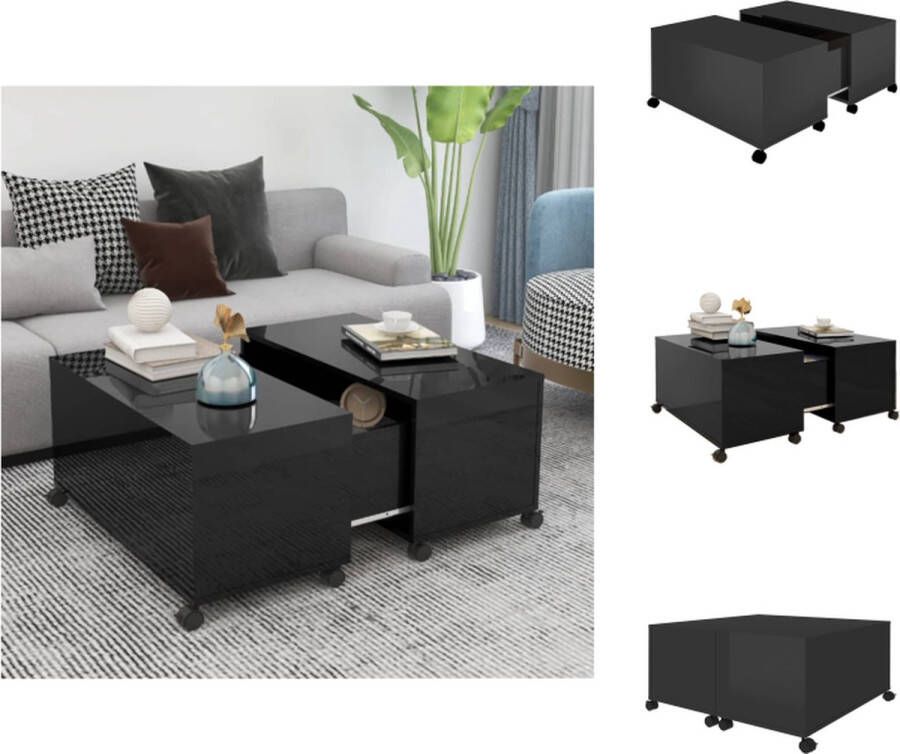 VidaXL Salontafel Zwart hoogglans 75 x 75 x 38 cm Uitschuifbaar Tafel
