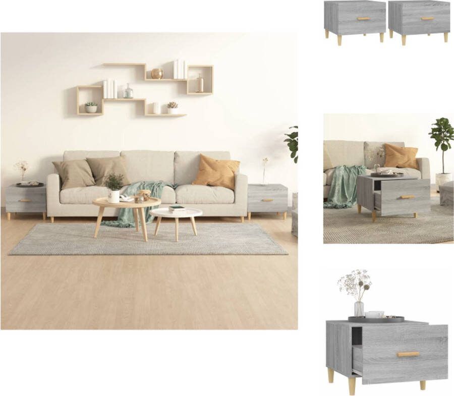 VidaXL Salontafels bijzettafels Grijs Sonoma Eiken 50x50x40 cm Stevig hout Voldoende opbergruimte Tafel