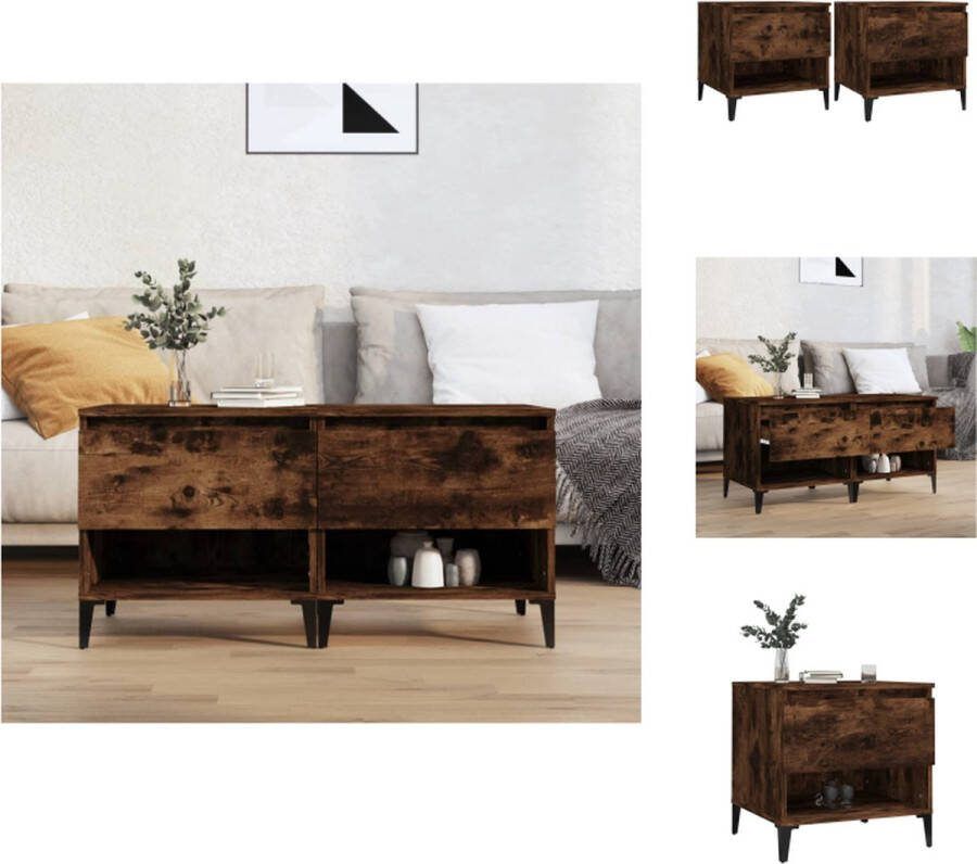 VidaXL Salontafels Industriële Make-Over 50x46x50 cm Gerookt Eiken Bewerkt Hout en Metaal Tafel