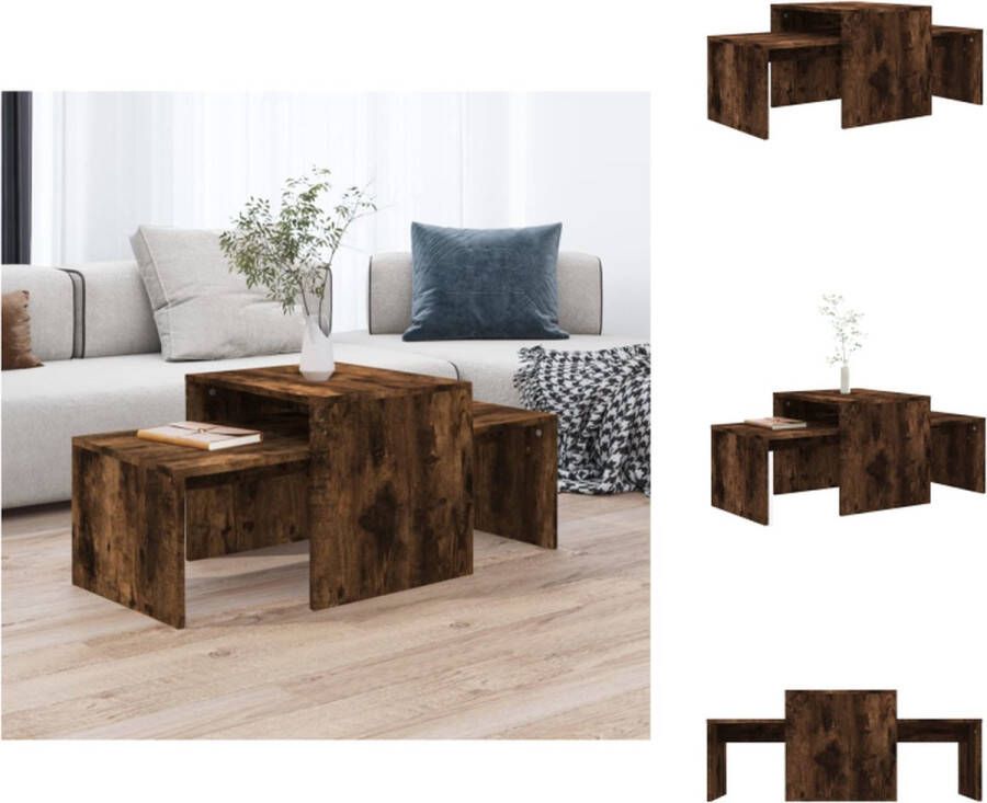 VidaXL salontafels Smoked Oak set van 2 100x48x40cm Bewerkt hout Tafel