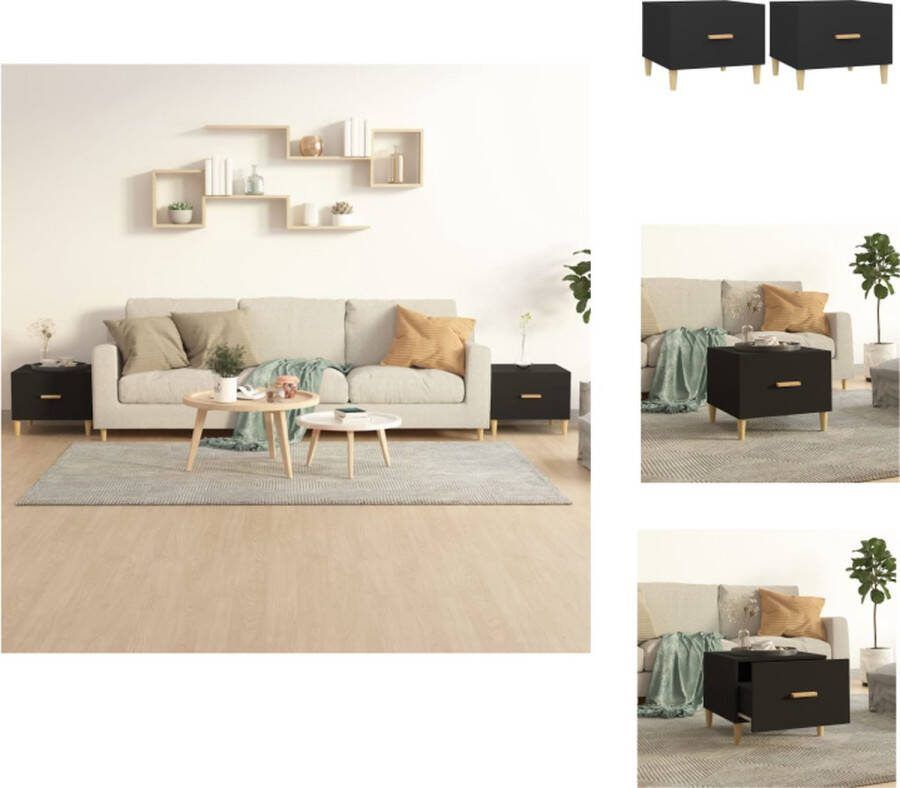 VidaXL Salontafels Zwart 50 x 50 x 40 cm Bewerkt hout en massief eucalyptushout Tafel