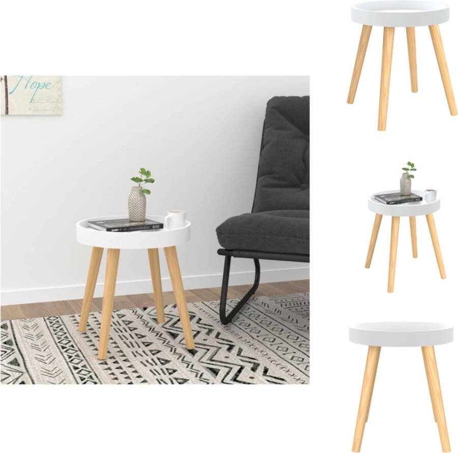 VidaXL Scandinavische bijzettafel 38 x 38 x 40 cm wit bewerkt hout massief grenenhout Tafel