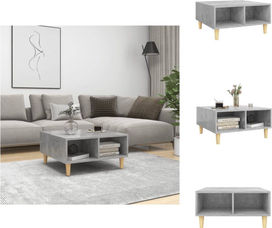 VidaXL Scandinavische bijzettafel opbergschappen 60x60x30cm betongrijs Tafel