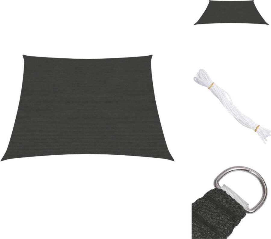 VidaXL Schaduwdoek 4 5 x 4 m Antraciet HDPE UV-bescherming Wind- en waterdoorlatend Parasol