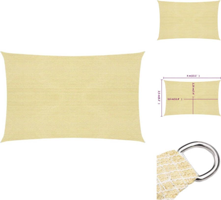 VidaXL Schaduwdoek HDPE 2.5 x 4 m Beige Parasol