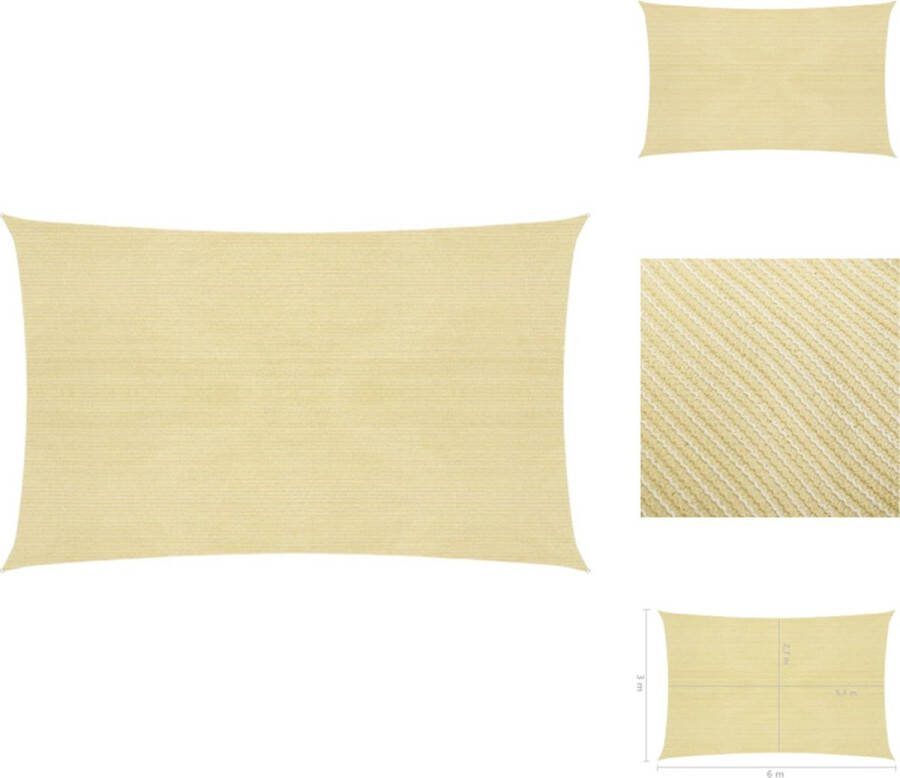 VidaXL Schaduwdoek HDPE 3 x 6 m Beige Parasol