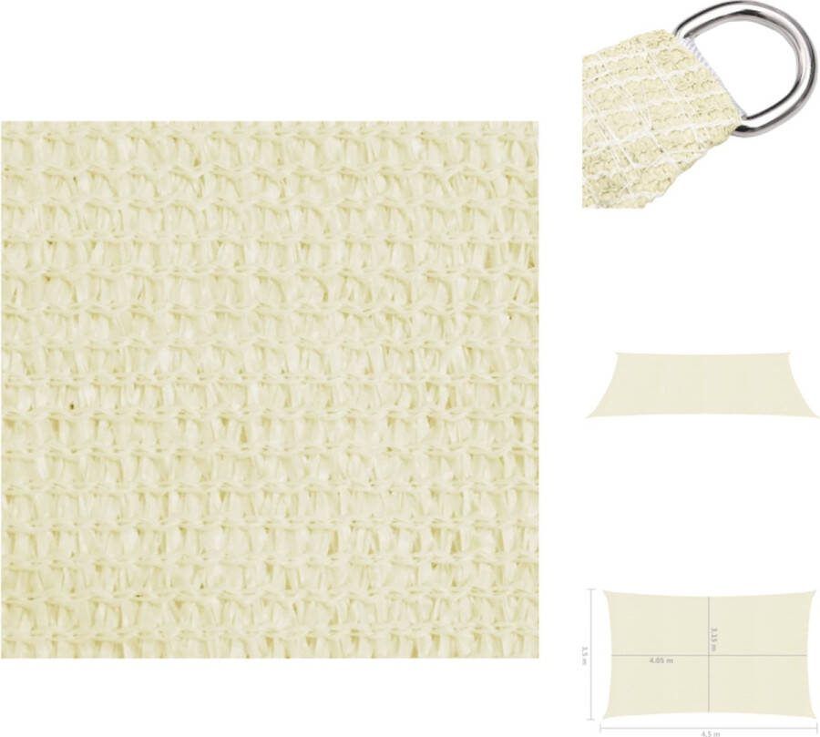 VidaXL Schaduwdoek HDPE 3.5 x 4.5 m Crème Wind- en waterdoorlatend Parasol