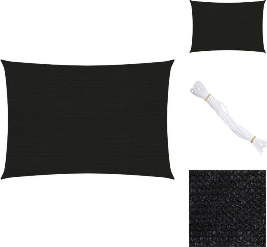 VidaXL Schaduwdoek HDPE 3.5 x 5 m Zwart Parasol