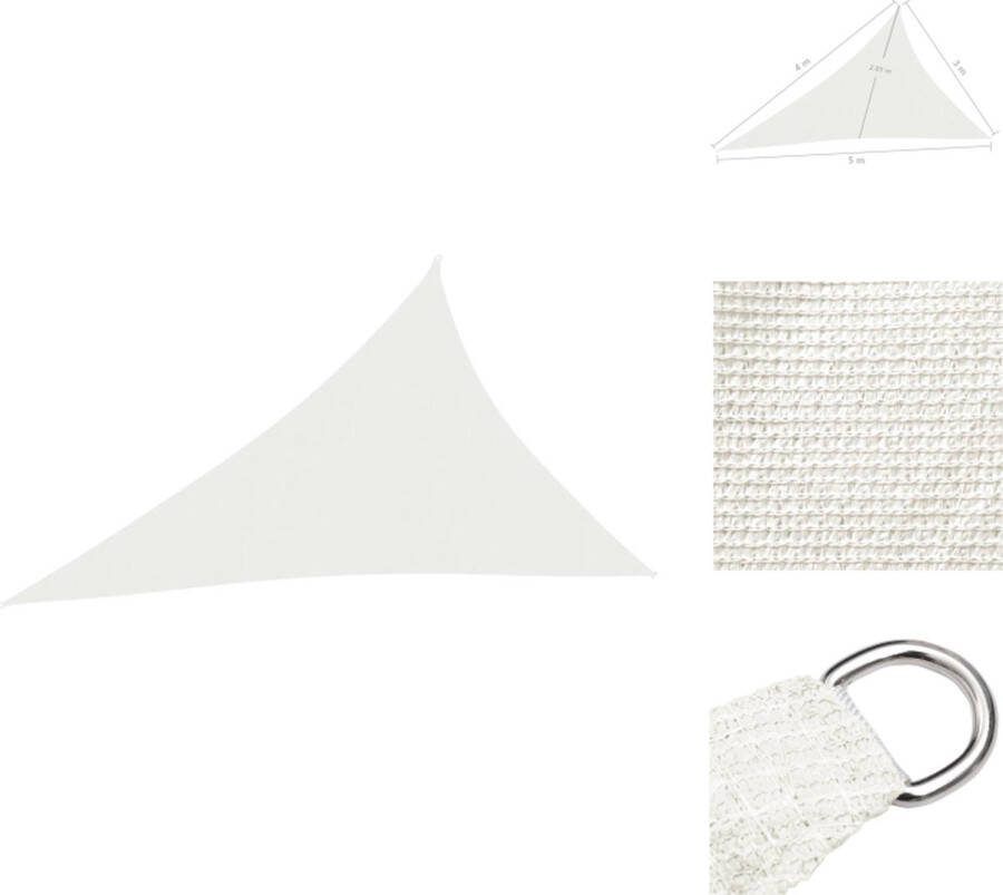 VidaXL Schaduwdoek HDPE 3x4x5m Driehoek Wit UV-bescherming Wind- en waterdoorlatend Parasol