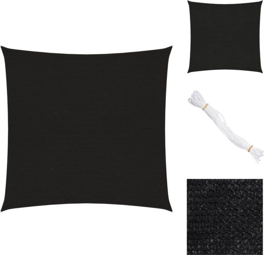 VidaXL Schaduwdoek HDPE 5 x 5 m zwart 90% uv-bescherming Parasol