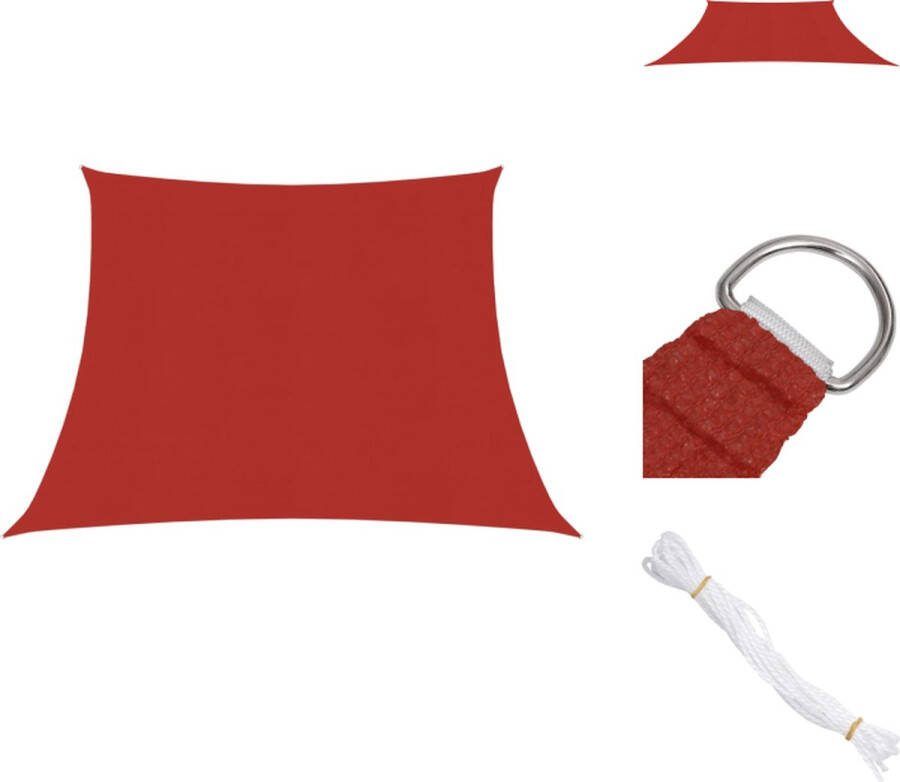 VidaXL Schaduwdoek HDPE Rood 3 4 x 2 m Trapezium 90% UV-Bescherming Parasol