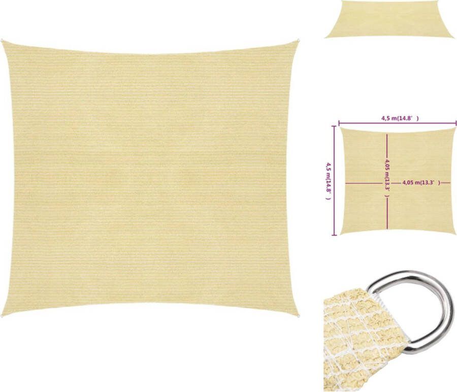 VidaXL Schaduwdoek HDPE Vierkant 4.5 x 4.5 m Beige Parasol