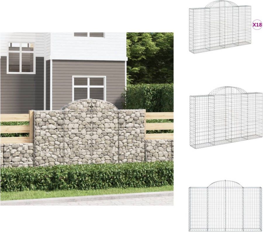 VidaXL Schanskorf Decoratieve Tuinbarrière 200 x 30 x 120 140 cm Gegalvaniseerd ijzer Bloempot