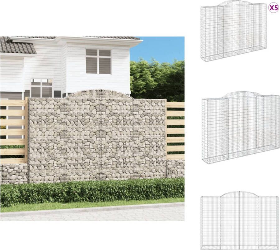 VidaXL schanskorf decoratieve tuinbarrière 300 x 50 x 200 220 cm gegalvaniseerd ijzer Bloempot