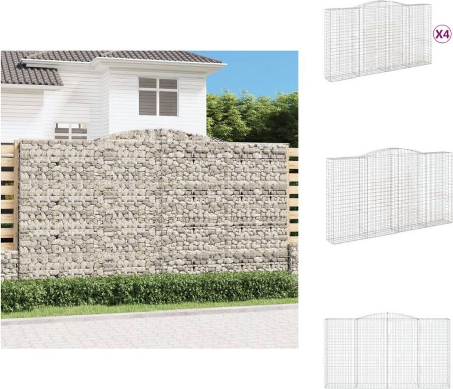 VidaXL Schanskorf Decoratieve Tuinbarrières 400 x 50 x 220 240 cm Zilver Bloempot