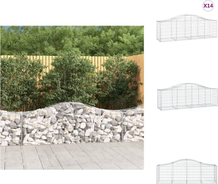 VidaXL Schanskorf Gabion 200x50x60 80 cm Roestbestendig gegalvaniseerd ijzer Inclusief versterkte haken voor stabiele constructie Zilverkleurig Bloempot