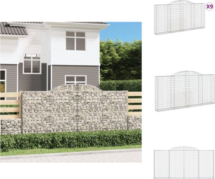 VidaXL Schanskorf Gabion 300 x 30 x 140 160 cm Duurzaam gegalvaniseerd ijzer Bloempot