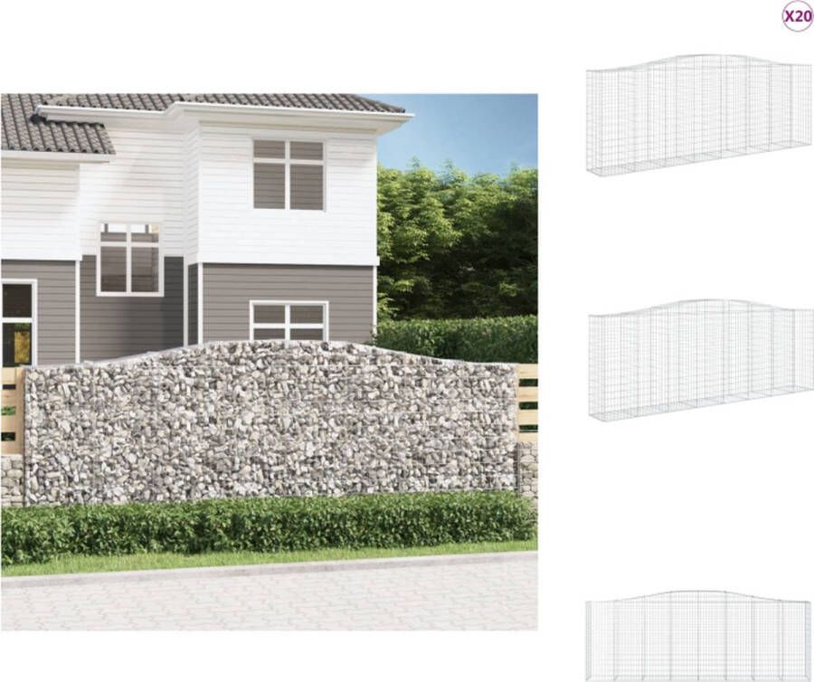 VidaXL Schanskorf Gabion 400 x 50 x 140 160 cm Gegalvaniseerd ijzer Bloempot