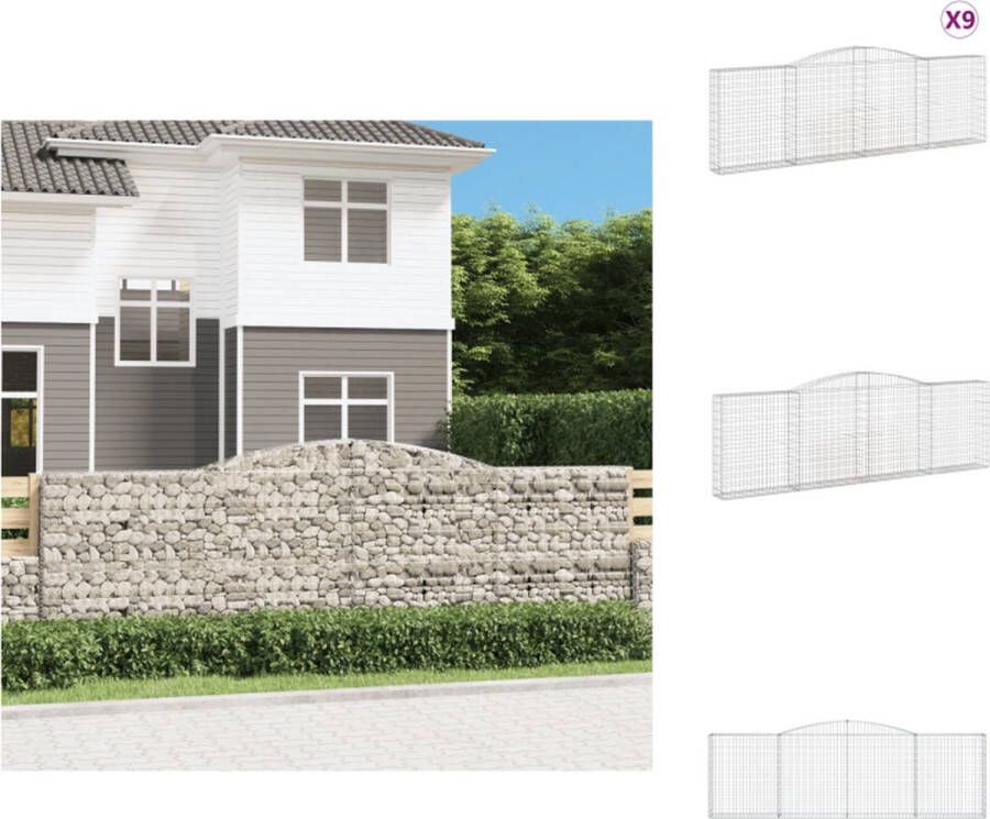 VidaXL Schanskorf Gabion 400x30x120 140 cm Zilver Gegalvaniseerd ijzer Bloempot