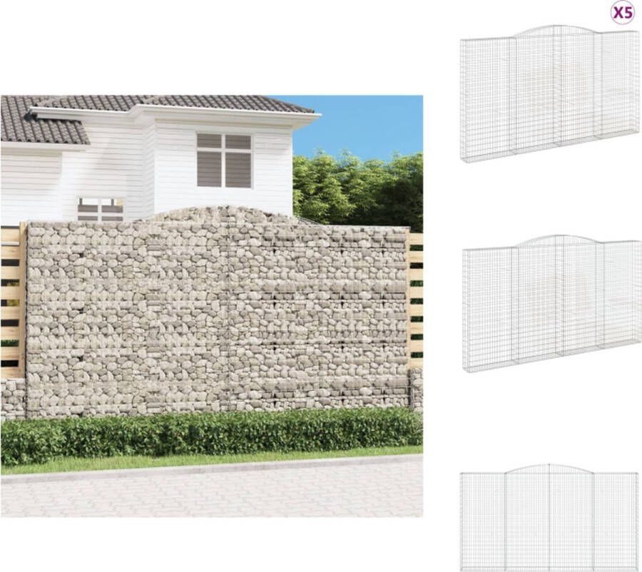 VidaXL Schanskorf Gabion 400x30x220 240 cm Decoratieve en geluidsisolerende tuinbarrière Gegalvaniseerd ijzer Bloempot